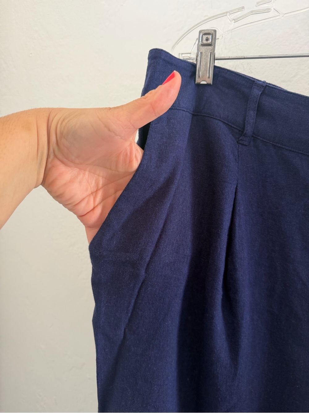 A New Day NWT Navy Linen Blend Cropped Wide Leg Pants Size 16 NWT - Picture 7 of 15